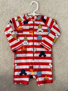 Hanna Andersson Red & White Striped Ice Cream Print One-Piece